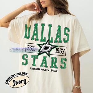 Comfort Colors® Dallas Stars Hockey T-shirt, Custom Vintage Graphic Tee, Dallas Hockey Gift For Fan