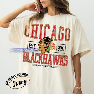 Comfort Colors® Chicago Blackhawks Hockey T-shirt, Custom Vintage Graphic Tee, Chicago Hockey Gift For Fan