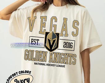 Comfort Colors® Vegas Golden Knights Hockey T-shirt, Custom Vintage Graphic Tee, Vegas Golden Hockey Gift For Fan