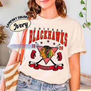 Vintage Chicago Blackhawks Shirt | Comfort Colors Hockey Tee | Retro Hockey Fan Shirt for Game Day