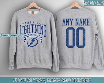 Personalized Tampa Bay Hockey Sweatshirt, Tampa Bay Lightning crewneck, Tampa Bay Hockey shirt, Custom Hockey Shirt, Hockey Number Shirt