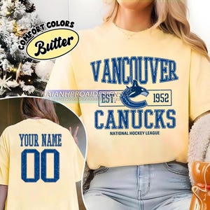 Comfort Colors® Vancouver Canucks T-Shirt | Custom Name and Number Tee | Vintage Hockey Fan Gift | Personalized Game Day Shirt