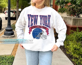 Vintage 90s Style New York Football Sweatshirt, New York Game Day Shirts, Sweatshirt, Sunday Football, New York Football Fan Gifts Shirt,