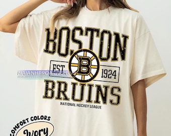 Comfort Colors® Boston Bruins Hockey T-shirt, Custom Vintage Graphic Tee, Boston Hockey Gift For Fan