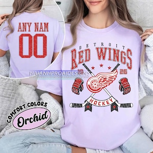 Personalized Comfort Colors® Detroit Red Wings T-Shirt | Comfort Colors T-Shirt for Hockey Fans | Custom Number | Retro Team Shirt