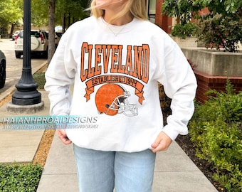 Vintage Cleveland Football Sweatshirt, , Cleveland Game Day Shirt, Cleveland Sweatshirt, Trendy Cleveland Football Fan Gift