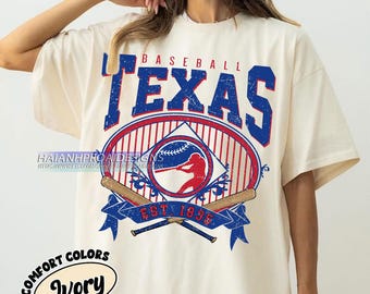 Texas Baseball Comfort Colors T-shirt, Vintage Baseball Shirt, Sports Fan Gift, Retro Tee for Men & Women