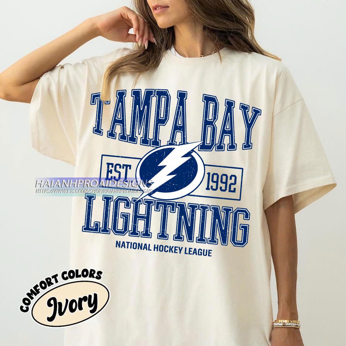 Comfort Colors® Tampa Bay Lightning Hockey T-shirt, Custom Vintage Graphic Tee, Tampa Bay Hockey Gift For Fan