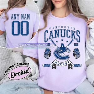 Personalized Comfort Colors® Vancouver Canucks T-Shirt | Comfort Colors T-Shirt for Hockey Fans | Custom Number | Retro Team Shirt