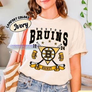 Vintage Boston Bruins Shirt | Comfort Colors Hockey Tee | Retro Hockey Fan Shirt for Game Day