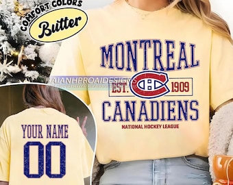 Comfort Colors® Montreal Canadiens T-Shirt | Custom Name and Number Tee | Vintage Hockey Fan Gift | Personalized Game Day Shirt