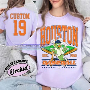 Personalized Comfort Colors® Houston Baseball T-Shirt | Custom Sports Tee | Houston Baseball Fan T-Shirt