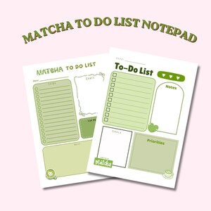 Matcha To Do List Notepad I 50 Sheets Tear-Off Note Pad