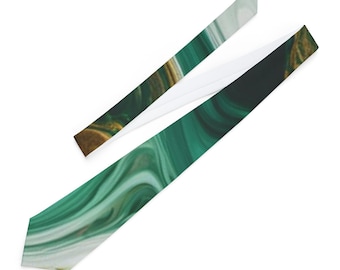 Corbata con espiral de mármol esmeralda / Corbata con estampado de ágata verde