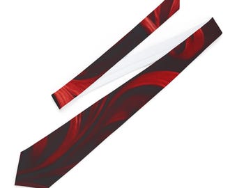Red Swirl Satin Necktie: Modern Formal Event Accessory