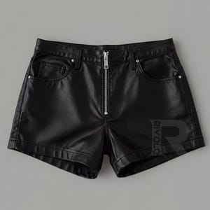 Genuine Sheep Leather Booty Shorts with Zip Front - Black Leather Shorts - Festival Shorts - Biker Shorts - Handmade Real Leather Shorts