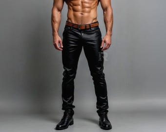 Men's Handmade Sheep Leather Pants – Slim Fit Biker Trousers