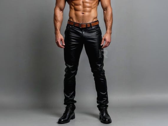 Men's Handmade Sheep Leather Pants – Slim Fit Biker Trousers