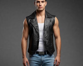 Handmade Black Sheep Leather Vest – Biker Steampunk Style - Etsy