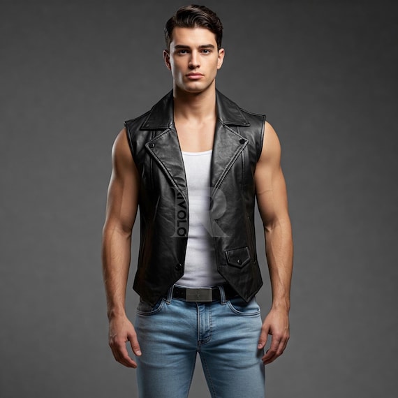Buy Handmade Black Sheep Leather Vest – Biker Steampunk Style