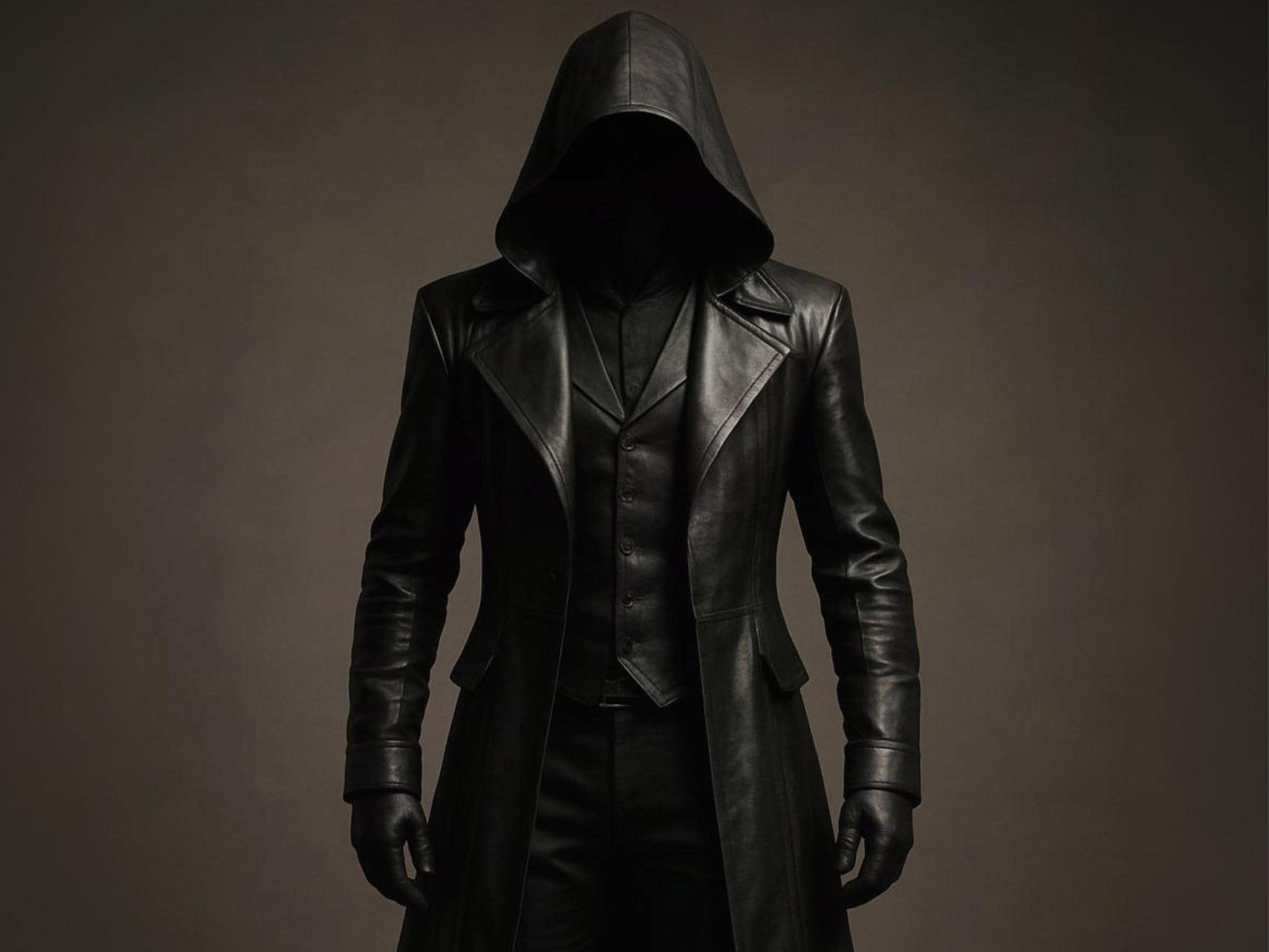 Handmade Genuine Sheep Leather Hooded Trench Coat | Gothic