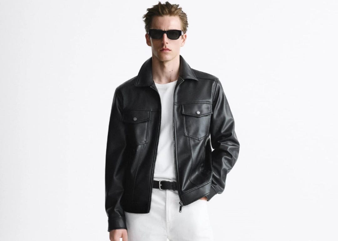 Boxy Fit Hollister Black Leather Jacket NWT Hollister Varsity