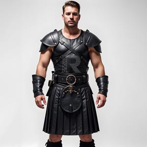 Gladiator Leather Armor – Genuine Leather Cosplay Costume - Renaissance Outfit - Medieval Fantasy Warrior Costume - Leather Kilt & Armor