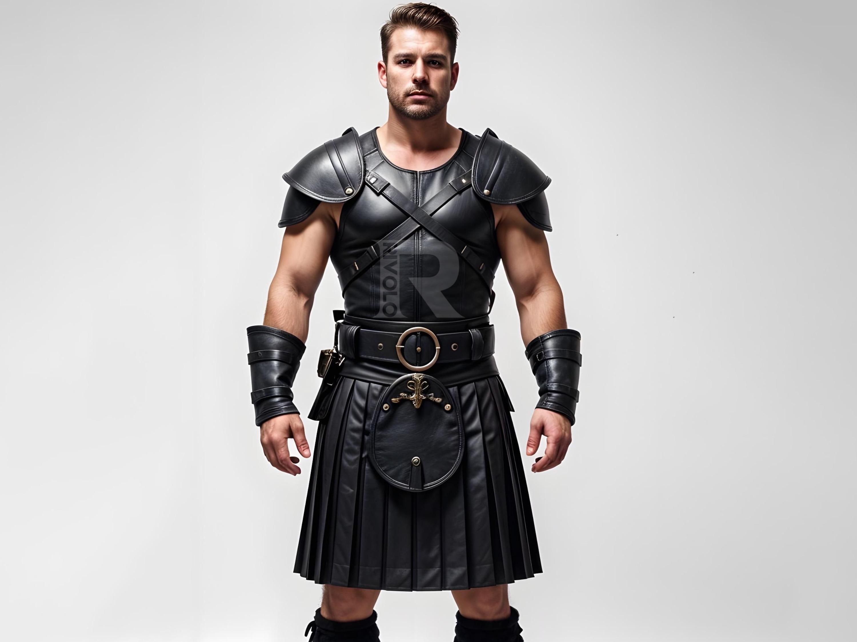 Gladiator Leather Armor – Genuine Leather Cosplay Costume - Renaissance Outfit - Medieval Fantasy Warrior Costume - Leather Kilt & Armor