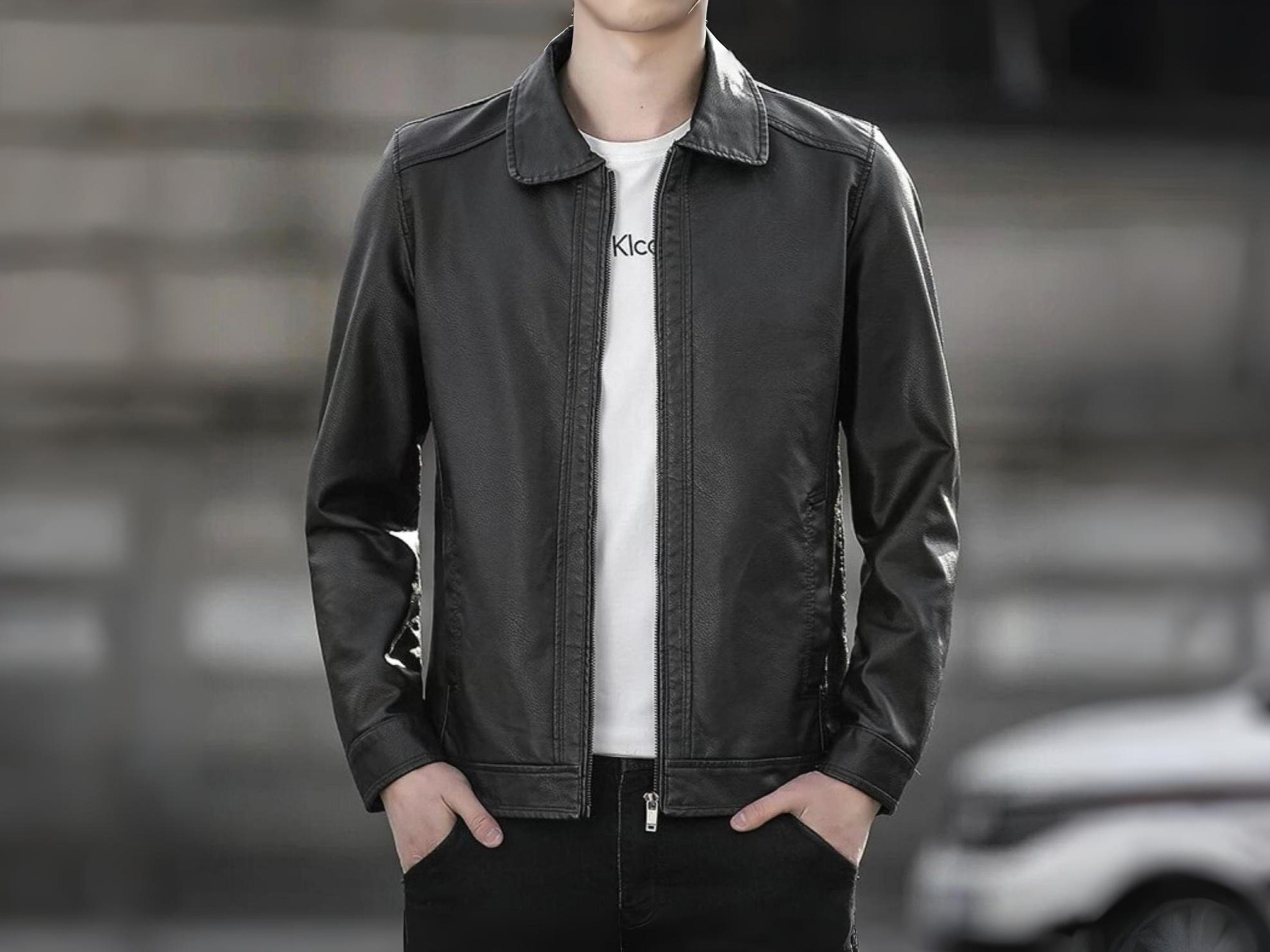 ジャケット・アウター UNUSED / No collar leather jacket 8TH / Jain leather jacket (Black) - Nothing written