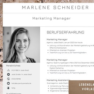 Plantilla, aplicación, currículum, carpeta de solicitud profesional, plantilla de CV, descarga instantánea, alemán, Canva