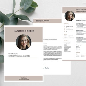 Plantilla, aplicación, currículum, carpeta de solicitud profesional, plantilla de CV, descarga instantánea, alemán, Canva