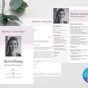 Plantilla, aplicación, currículum, carpeta de solicitud profesional, plantilla de CV, descarga instantánea, alemán, Canva