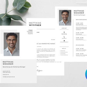 Plantilla, aplicación, currículum, carpeta de solicitud profesional, plantilla de CV, descarga instantánea, alemán, Canva