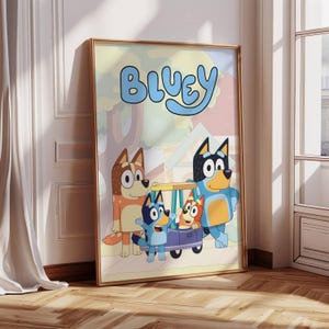 Blue dog Poster / Cartoon Inspired Theme / Girls Bedroom / Boys Bedroom