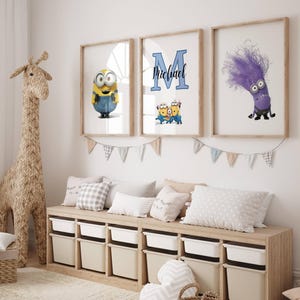 Set of 3 personalised Minions Posters / Game Room / Girls Bedroom Decor / Boys Bedroom / Bedroom Inspiration / Personalised Prints