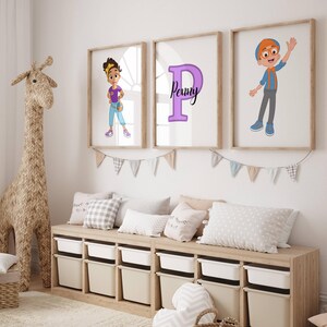 Set of 3 personalised Blippi and Meekah / Game Room / Girls Bedroom Decor / Boys Bedroom / Bedroom Inspiration / Personalised Prints