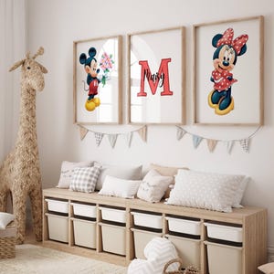 Set of 3 personalised Minnie and Mickey Posters / Minnie and Mickey Design / Girls Bedroom Decor / Bedroom Inspiration / Personalised Prints