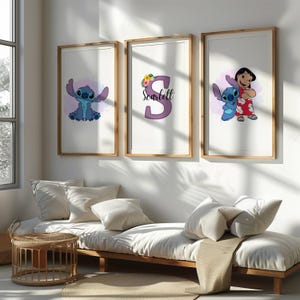 Set of 3 personalised Lilo and Stitch Posters / Stitch Design / Girls Bedroom Decor / Bedroom Inspiration / Personalised Prints