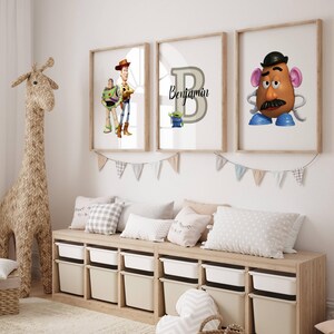 Set of 3 Personalised Toy Story / Woody Buzz Mr Patato Head / Cartoon Design / Boys Bedroom / Girls Bedroom  / Nursery Theme /