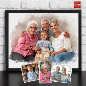 Memorial Portrait, Combine Photos to Portrait, Deceased Loved One to Photo, Family Portrait, Merge Photos, Gift Him Her, Father Mother Gift
