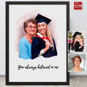 Personalized Portrait For College Graduation, Pictures with Deceased Loved Ones, Memorial Photo Gift, Presents for Brother from Sister