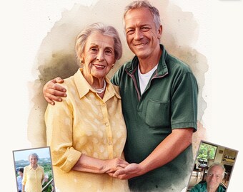 Memorial Portrait, Combine Photos to Portrait, Deceased Loved One to Photo, Family Portrait, Merge Photos, Gift Him Her, Christmas Gift