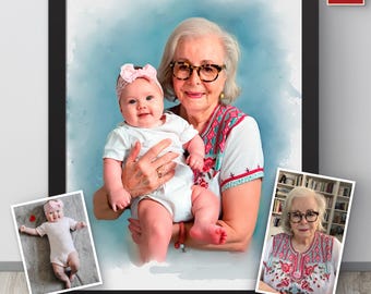 Memorial Portrait: Add Deceased Loved One to Photo - Watercolor Style