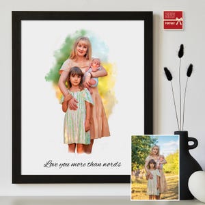 Gift for Mom, Custom Watercolor Portrait, Portrait From Photo, Personalized Gift, Mom, Family Portrait, Mothers, Painting from Photo