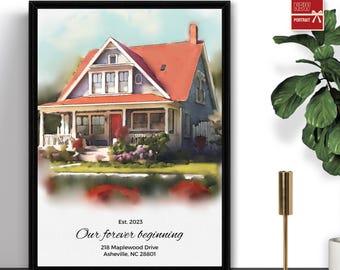 Custom Watercolor House Portrait,Watercolor House Painting,Personalized Housewarming Gift,First Home Gift,Realtor Closing Gift,Home Portrait
