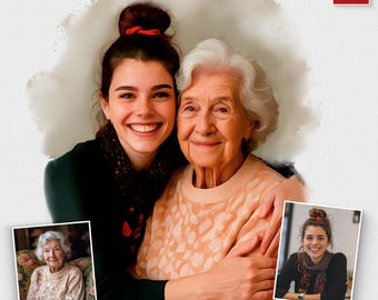 Custom Memorial Portrait,  Add Deceased Loved One to Photo, Christmas Remembrance Gift, Memorial gifts