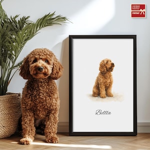 Mini retrato de mascota en acuarela personalizado, pequeño retrato de perro a partir de una foto, regalo conmemorativo de perro personalizado enmarcado, pintura de mascotas