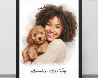 Custom Pet Portrait, Personalised Dog Illustration, Dog Cat Wall Art, Hand Drawn Pet, Pet Memorial Ideas, Digital, Pet Christmas Gift
