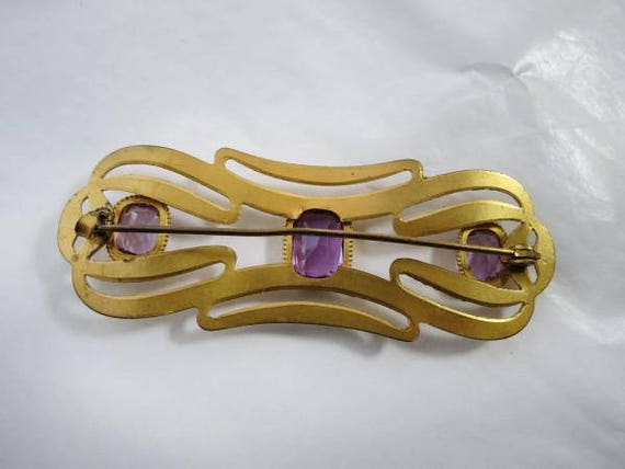 LARGE Stunning Art Nouveau Era Amethyst Glass Gol… - image 7