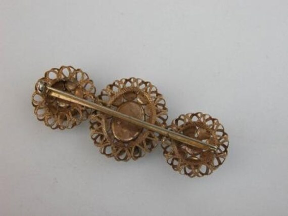 Kandell & Marcus NY (1940s)  Gilt Brooch W/ Earri… - image 3